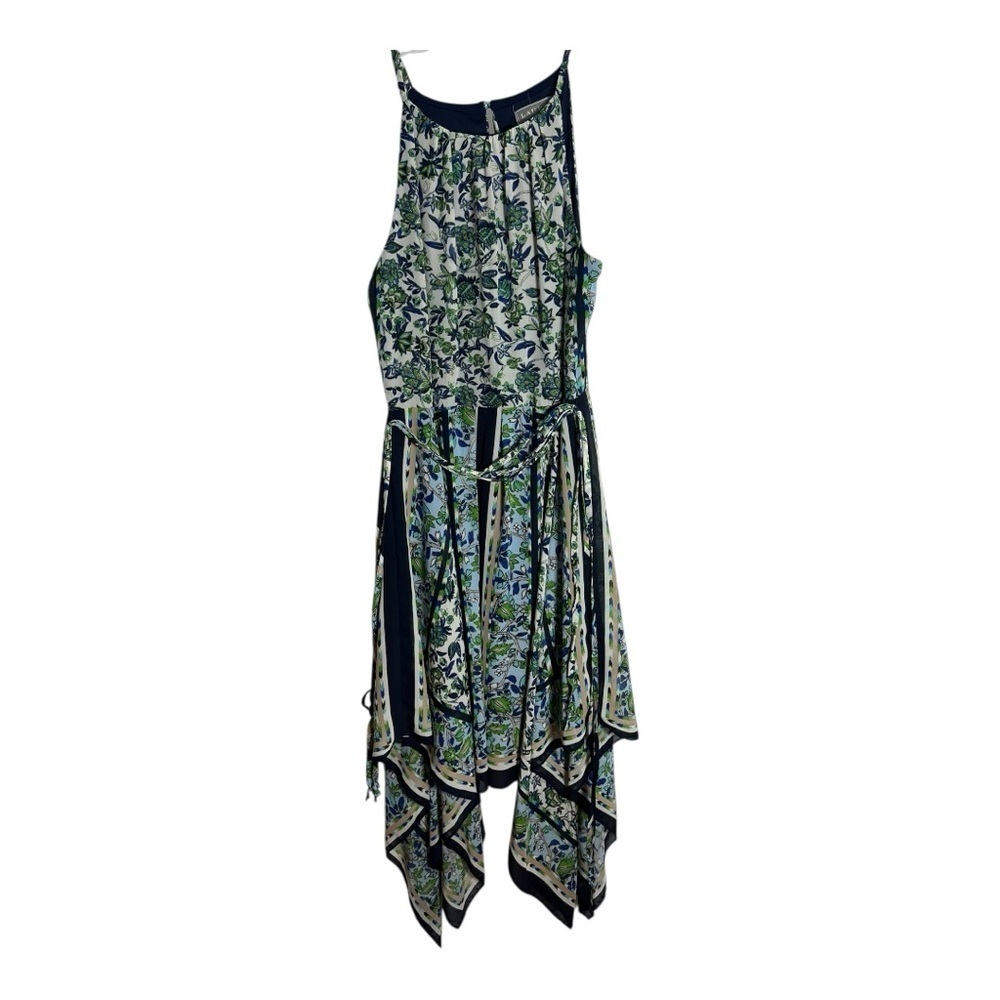 Laura A Floral High Low Dress in Green and White - Size 14 - Picture 2 of 6